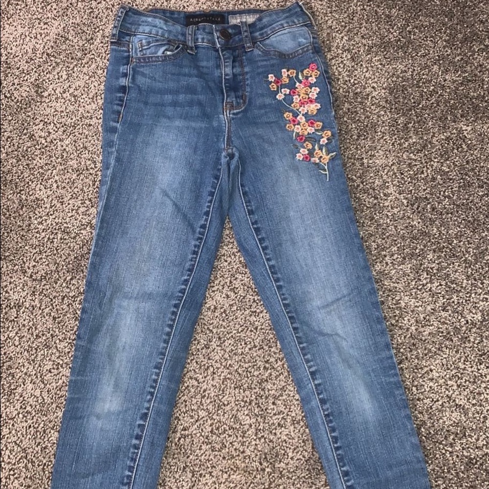 ✰ trendy floral aeropostale high waisted jeggings ✰